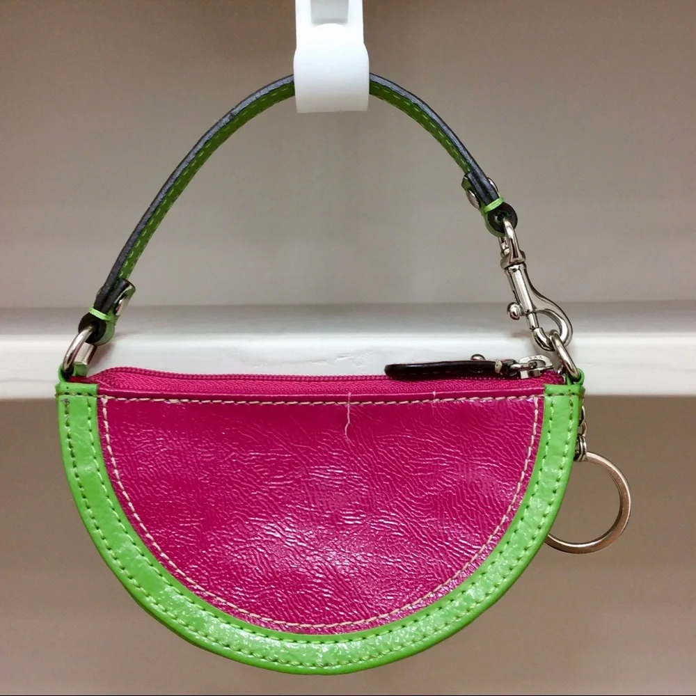Coach Vintage Watermelon Coin Pouch Pink Green Patent Leather Y2K - Picture 3 of 14